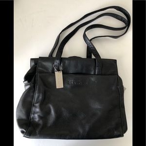 KENNETH COLE Black pebbled leather satchel